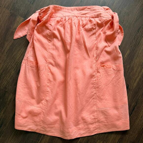Free People Peach Linen Cotton Off Shoulder Mini Dress Size Small - Picture 6 of 8